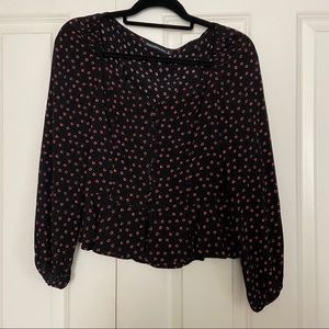 abercrombie button front floral peplum blouse
